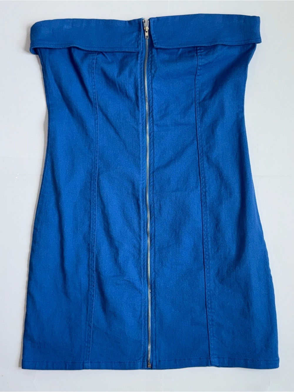 Le Lis Collection Blue Off Shoulder Zip Front Dress